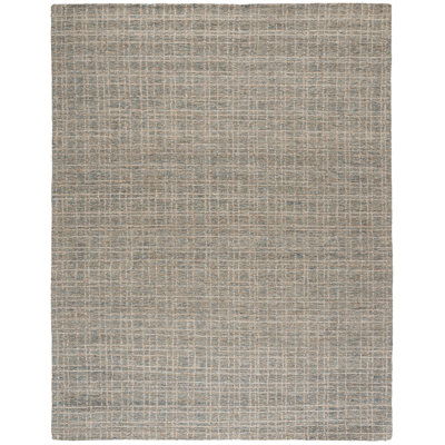 Alvonia Ebony Hand Tufted Wool Jute Cotton Geometric Rug in Beige/Blue