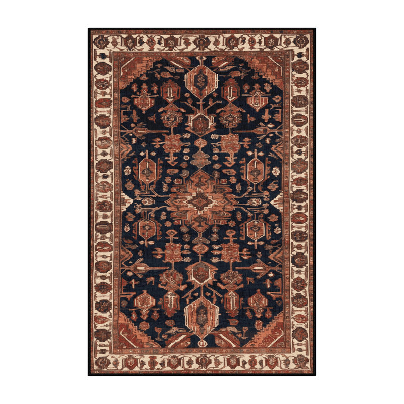 Machine Washable Persian Brown Area Rug, Rectangle 5' x 7'