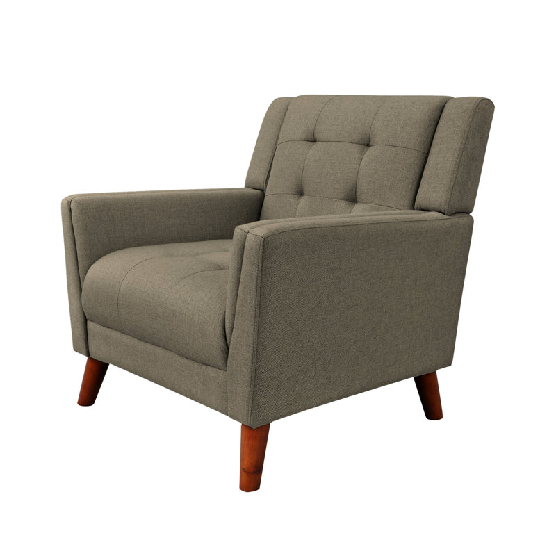 Fauteuil de style Mid-Century moderne avec surpiqûres gaufrées, fauteuil de construction confortable pour la chambre à coucher, revêtement en tissu, panneaux latéraux