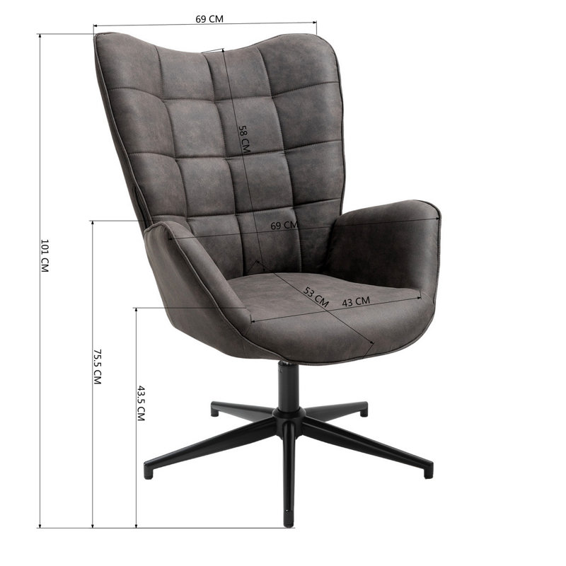 Mercury Row Charton Executive Chair, Grey, Non-Adjustable