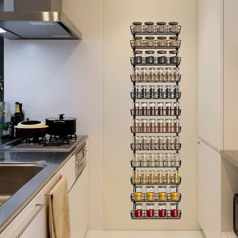 Wall Spice Rack with Adjustable Racks