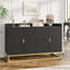 Buffet cannelé de 119 cm (47 po) avec tablette réglable et plateau à rebord surélevé, meuble de rangement moderne pour salon, cuisine et entrée.-585909072