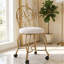 Tabouret de coiffeuse élégant en or 18 po avec roulettes à roulement lisse-1163880978