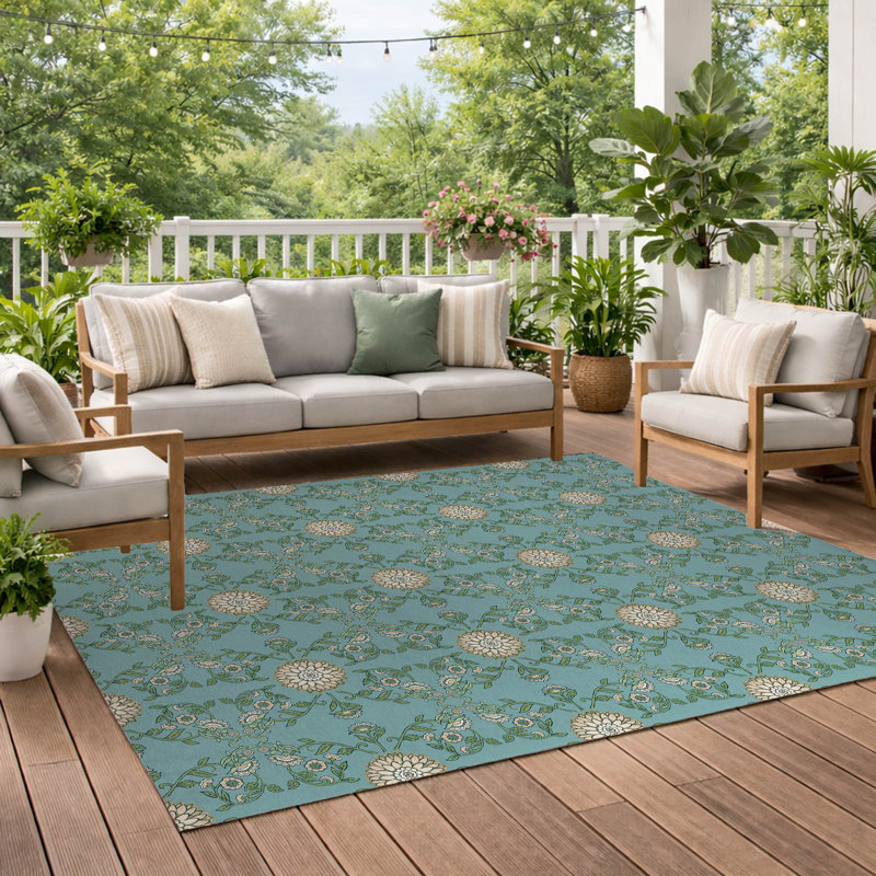 Aria Soft Step Outdoor Area Rug, Blue, Rectangle 5' x 3'