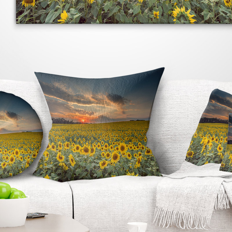 Coussin Sunflower Sunset, 18 po x 18 po, Coussin décoratif