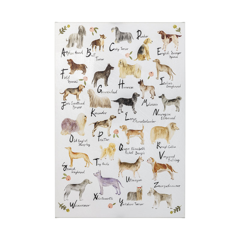 Toile texturée «Dog Alphabet» par Melissa Wang, H 54 po x l 36 po x P 1,5 po