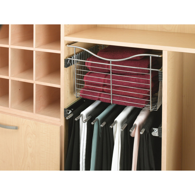 Panier de garde-robe l 24 po pour systèmes de garde-robe personnalisés, Chrome, H 18 po x l 24 po x P 14 po