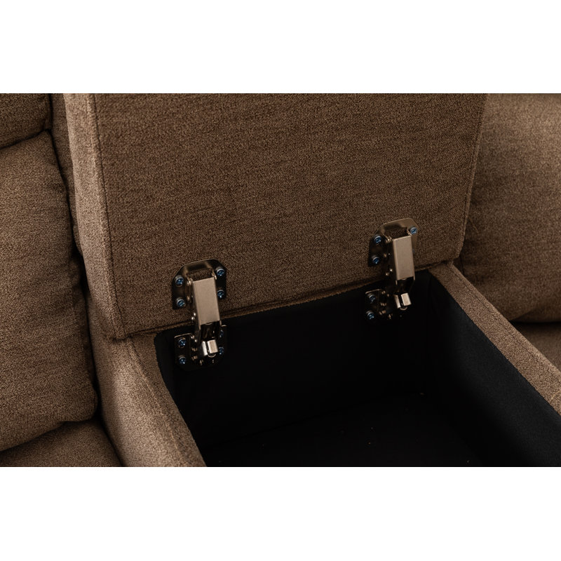 Causeuse inclinable manuelle de 70,9 po avec console de rangement et porte-gobelets: revêtement en polyester confortable