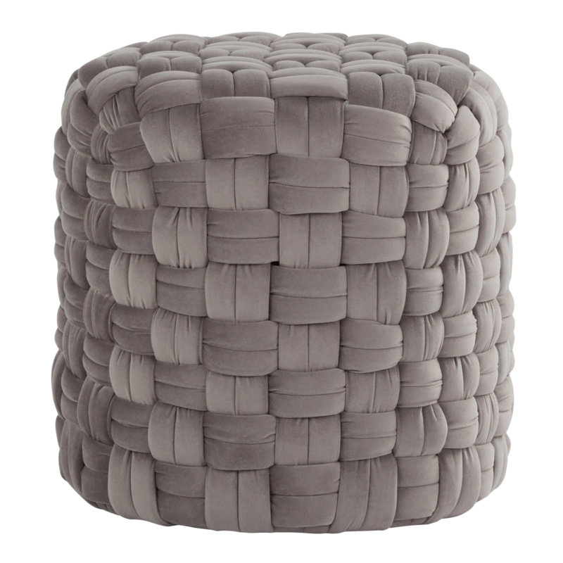 Repose-pieds rond 16 po en velours gris foncé
