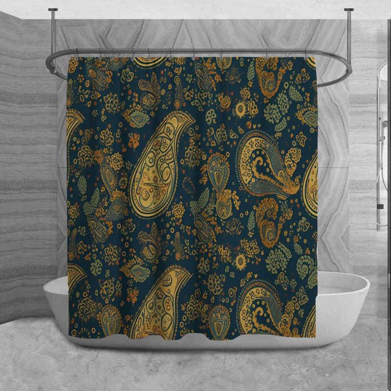 Rideau de douche à motif cachemire, H 84 po x l 70 po