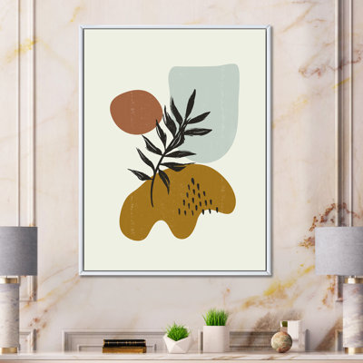 Botanical Minimalist Leaf with Abstract Shapes II - Photographie à cadre flottant sur toile