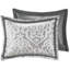 Édredon argenté / argenté pour lit très grand - tissu doux, revers gris uni, taille classique 8 pièces, 2 taies décoratives, coussins décoratifs Euro