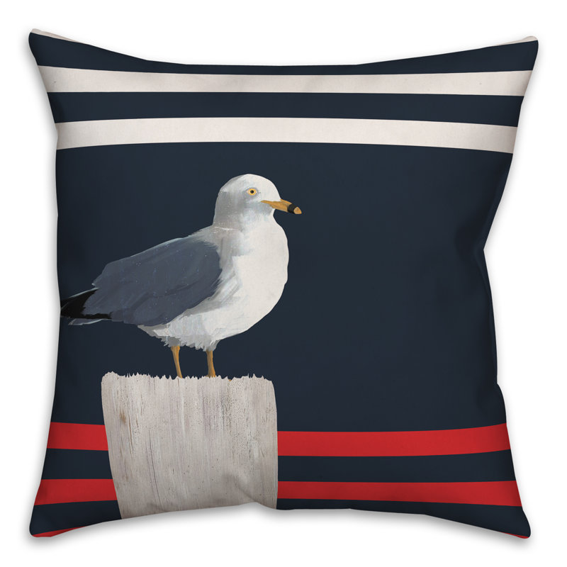  Coussin Nautical Seagull, 16 po x 1 po, Polyester / Bourre en polyester