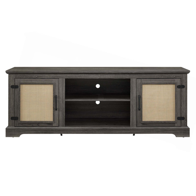 Console Farmhouse Rattan Tv, Gris antique
