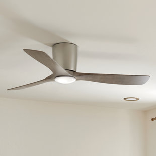 54" Volos 3 - Blade LED Flush Mount Ceiling Fan with Wall Control and Light Kit Included
