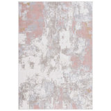 Braidy Abstract Handmade Flatweave Polyester Area Rug in Ivory/Gray/Pink
