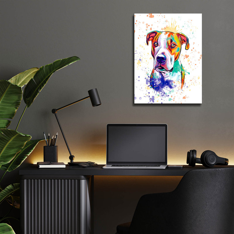 «Colorful Watercolor Pit Bull 2» par Furbaby Affiliates, H 16 po x l 12 po