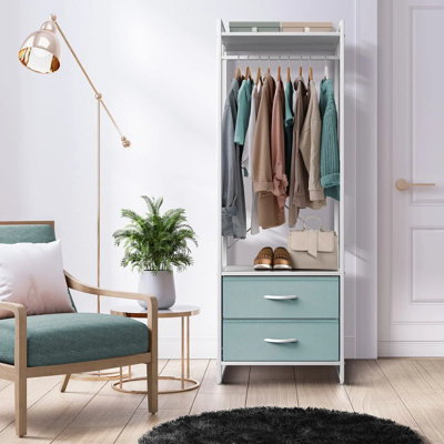 Sorbus 2 Drawer Clothing Rack with Wood Top and Steel Frame