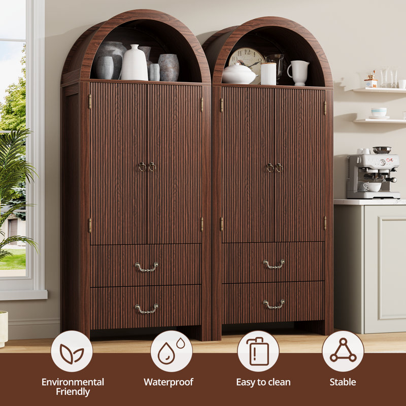 71" H Kitchen Pantry Cabinet, Walnut