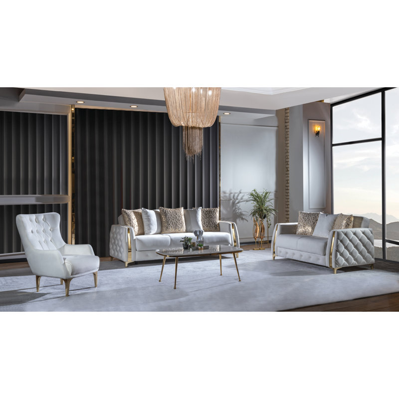 Chaise avec accoudoirs rembourrés Keivin, Blanc cassé