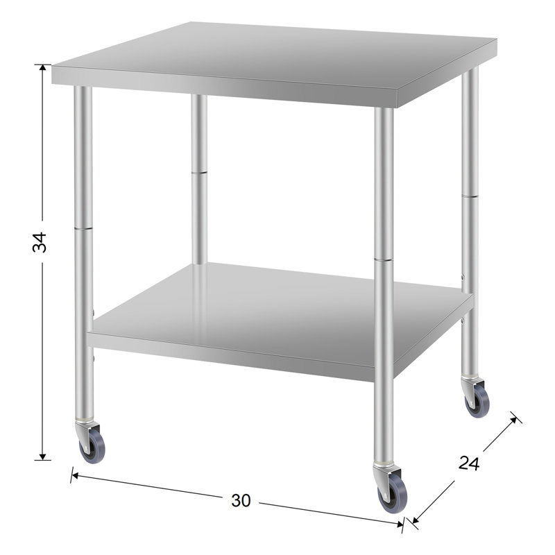 Table de travail commerciale, H 34 po x L 30 po x l 24 po