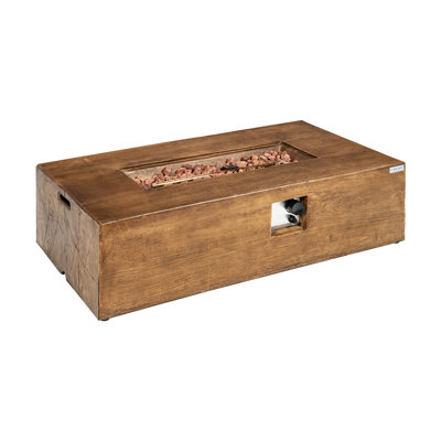 Foyer de table rectangulaire avec foyer au propane de 50 000 BTU avec couvercle pour patio