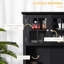 Élégant pour la cuisine, armoire de rangement garde-manger noir avec tiroir, espace pour micro-ondes et tablettes réglables, buffet de cuisine, tiroir et espace, appareil