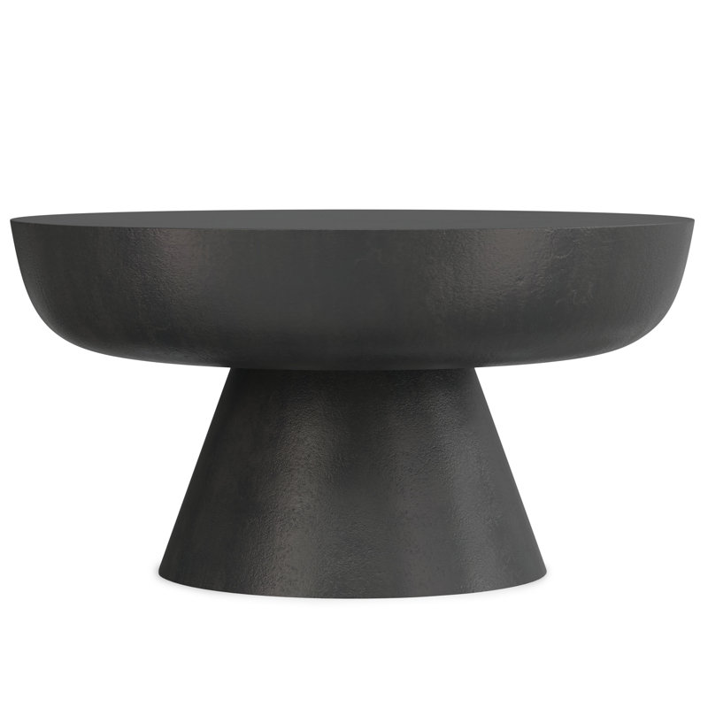Goodlow 30"W Cast Aluminum Contemporary Round Coffee Table with Pedestal Base, Fully Assembled
