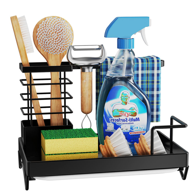Rustproof Stainless Steel Sink Caddy - Space-Saving Organizer With Removable Tray