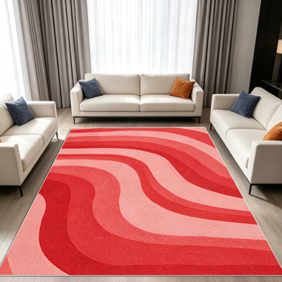 Tapis 1PC à rayures courbées pour le salon, doux et confortable, convient à toutes les saisons, facile à entretenir, tapis de sol intérieur lavable à la machine, sous la table de campagne convenant à la chambre à coucher