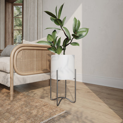 Citlalli Metal Indoor Pot Planter With Ambrose Metal Base Set
