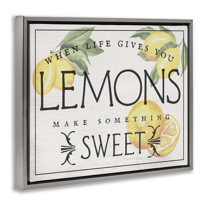 La vie rétro audacieuse donne des citrons, Cadre flottant gris lustré, H 17 po x l 21 po
