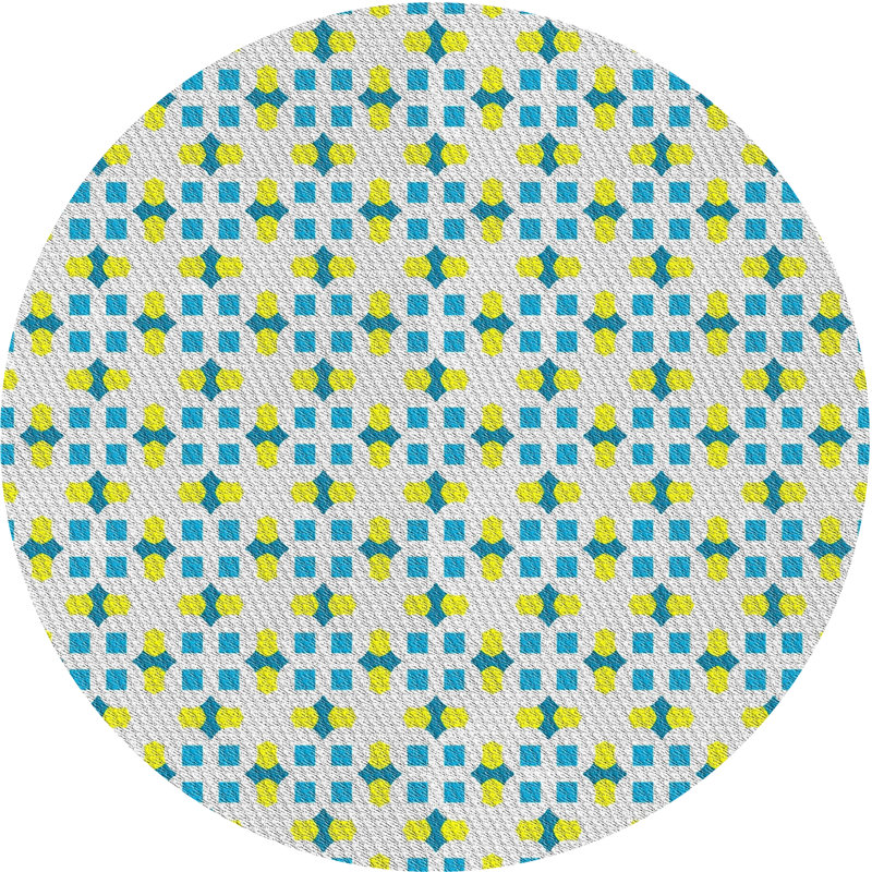 Tapis vert/gris à motifs Chamond, Rond 4 pi