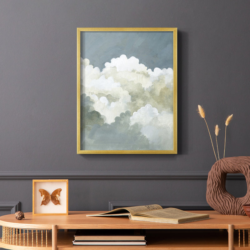 Big Clouds II Framed Print - Solid Wood, Gold, 20" H x 16" W