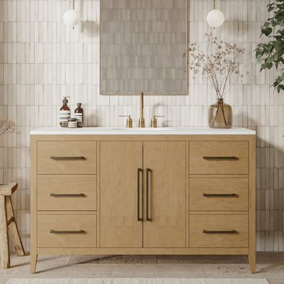 Alsup 54" Single Bathroom Vanity with Quartz Countertop