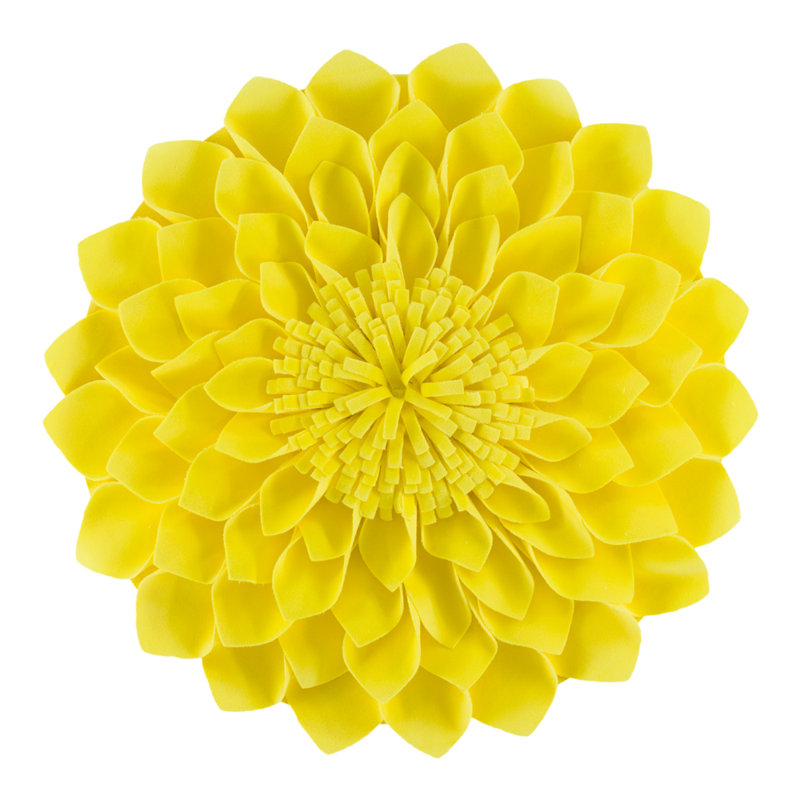  Housse de coussin décoratif à motif floral 3D, Jaune clair, 12 po x 12 po