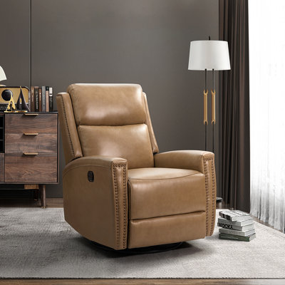Fauteuil inclinable manuel pivotant en cuir véritable Chikako