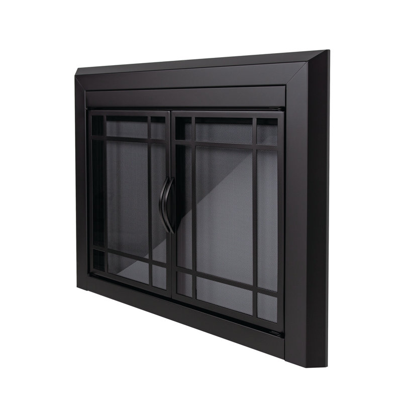 Porte de foyer en acier Ghalib, H 31 po x l 43,5 po x P 1,81 po, Bronze bruni