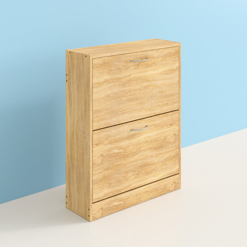 15 Pair Flip Down Shoe Storage, Oak Finish