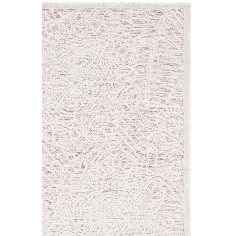 Giosue Hand Tufted Wool/Bamboo Silk/Cotton with Cotton Backing Floral Rug in Pink/Ivory, Rectangle 5' x 8'