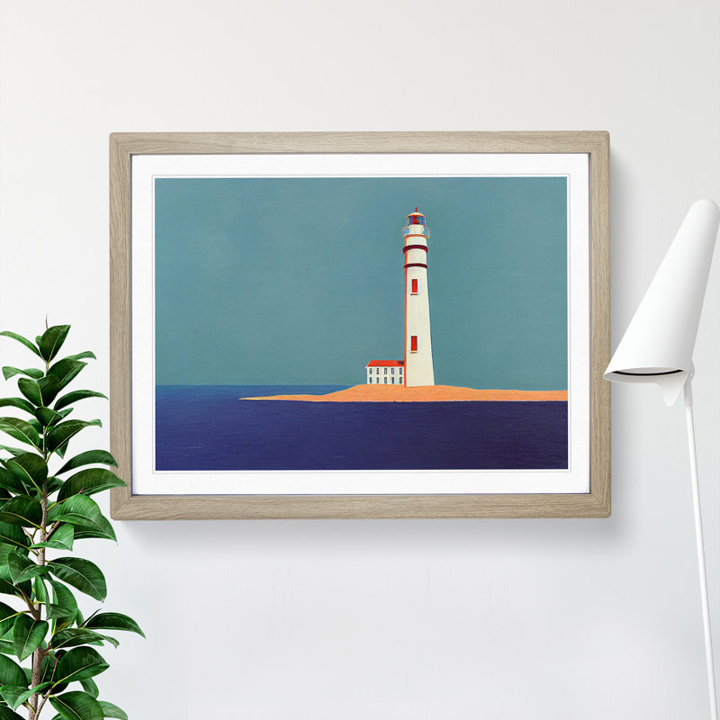 Glorious Lighthouse - Framed Print, 46cm H x 64cm W x 2cm D, Oak