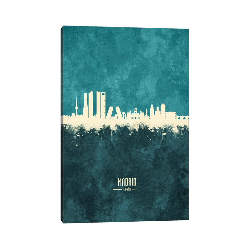 Madrid Spain Skyline by Michael Tompsett - 1 Piece Wrapped Canvas Painting, 20.32 cm H x 30.48 cm W