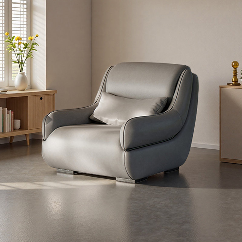 Chaise d'appoint élégante avec similicuir, Gris