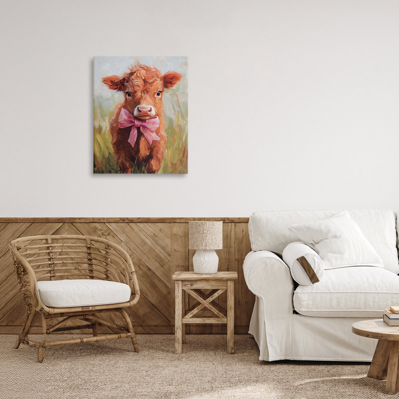 Toile Coquette Trotting Cow, design par Nina Blue, H 20 po x l 16 po