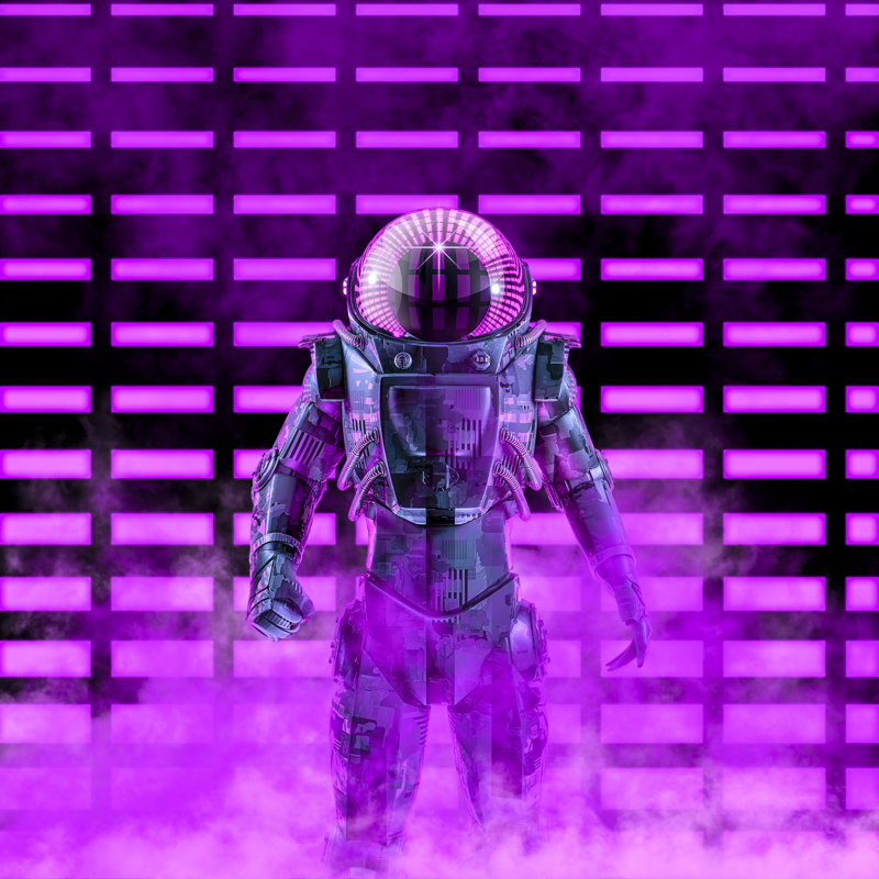 «Dark Neon Astronaut», impression sur toile tendue, H 12 po x l 12 po