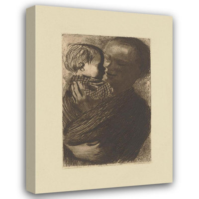 "Mother with Child in Her Arms" by  Käthe Kollwitz - Gallery Wrap Canvas Wall Art