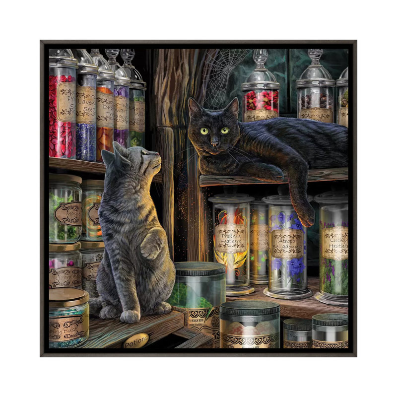«Magical Emporium» par Lisa Parker - impression d'art graphique, Toile encadrée de bois rustique foncé, Pas de tapis