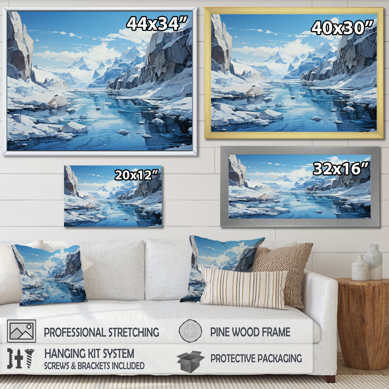 «Barram Antartica Chilling Abstraction An I», reproduction d'art sur toile, H 30 po x l 40 po x P 1,5 po, Cadre flottant noir