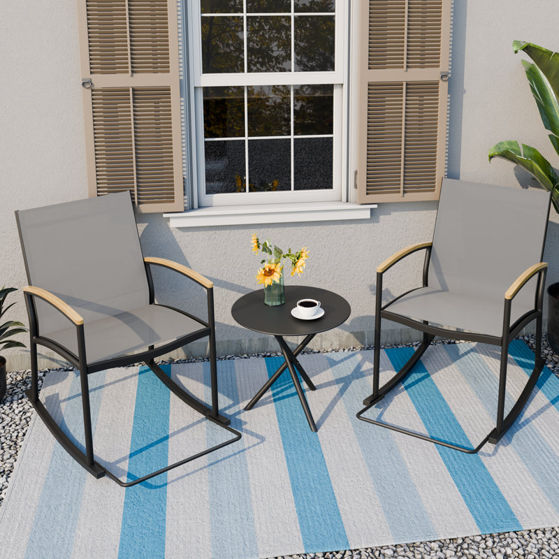 Brianni 2 - Person Outdoor Patio Rocking Set, Gray