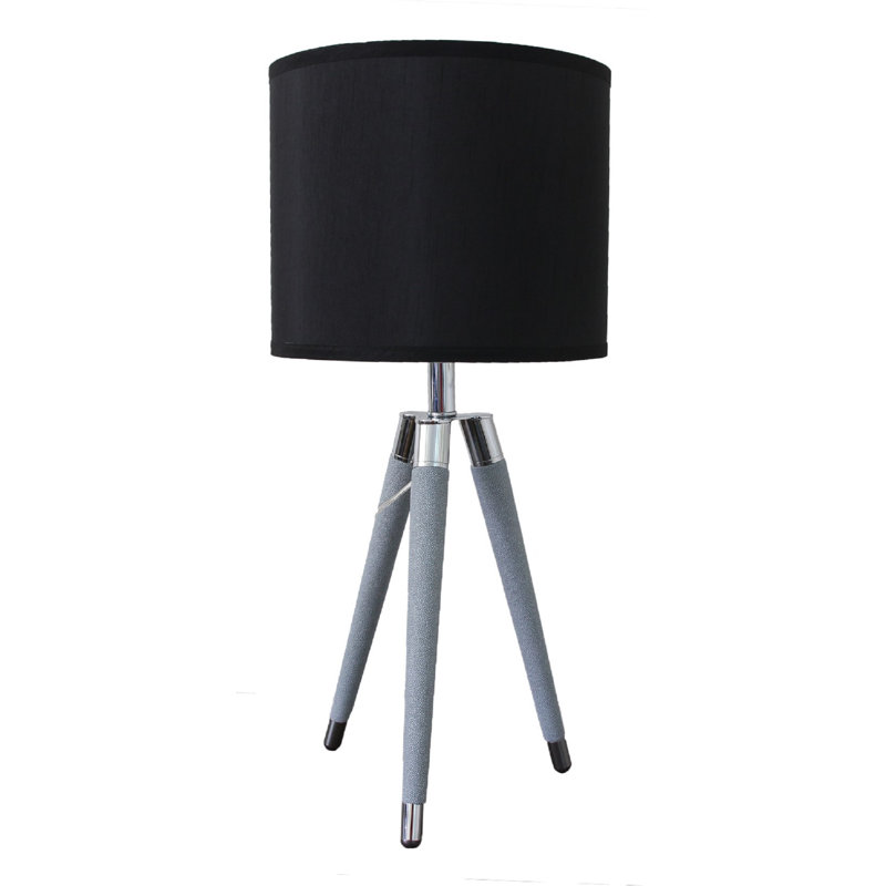 Molinari Metal Tripod Lamp, Black, 26.75" H x 12" W x 12" D, Light Grey